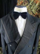 John Richman vintage 1940s black wool flannel DB formal tuxedo suit 38L picture