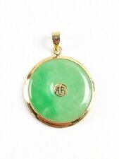 Vintage Chinese 14k Gold Jade Good Luck Pendant picture