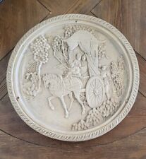Vintage Chinese Carriage Medallion Table Top, Alabaster Resin - Made In ITALY picture