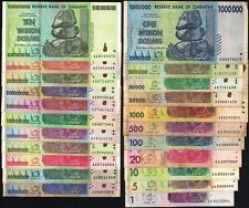 1 - 10 Trillion Dollars Zimbabwe 2008 22 Banknotes Set - Rare All AA - Authentic picture