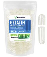 Size 1 Clear Empty Gelatin Pill Capsules Kosher Gel Caps Gluten-Free USA Made picture