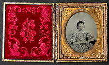 Antique 1854 Ambrotype SARAH HOLBROOK O’DELL ID Full Case Photo w ID Genealogy picture