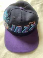 Vintage Utah Jazz Shadow Black Sports Specialties Logo Athletic Starter Hat picture