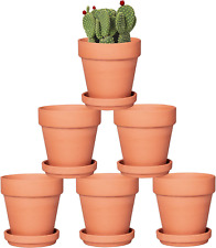4 Inch Terracotta Pots with Saucer - 6 Pack Small Clay Plant Pots with Drainage picture