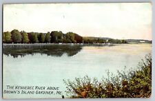 Maine ME - The Kennebec River Above Brown's Island Gardiner - Vintage Postcard picture