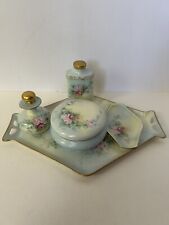 Antique RS Germany Porcelain Dresser Vanity Set Tray 5 Piece Floral Blue Gold picture