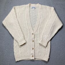 Vintage The Villager Ivory 100% Wool Cardigan Sweater Small picture