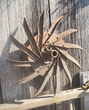 (RARE) OLD  Steel Spike Wheel Rotary Hoe Industrial Steampunk Garden Art picture