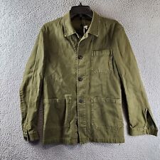 L.B.M Garment Dye Linen Blend Slim Fit Shirt Jacket Men's 48R Dark Green L/S picture