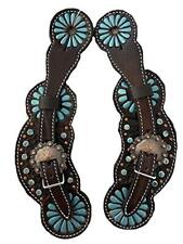 Showman Ladies Metallic Turquoise Painted Leather Spur Straps picture