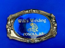 Vintage Wills Welding Ponoka AB western framed Canada company belt buckle picture
