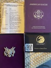 .999 1990-S American 🇺🇸 Silver Eagle Proof 1 oz Purple Velvet Box & COA OGP picture