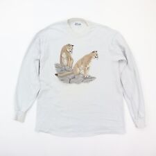 Vintage 90s Cougar Long Sleeve T-Shirt Animal Tee Light Gray Actual size L Large picture