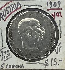 AUSTRIA, Franz Joseph I, 5 Corona 1909, Schwartz, VF Xw picture