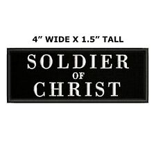 SOLDIER OF CHRIST Patch Embroidered Iron-On Applique Religious Jesus Bible Love picture
