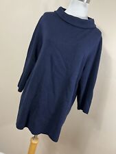 Talbots 2X Sweater Navy Blue Turtleneck 3/4 Sleeve Cotton Blend Womens F1 picture