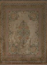 100% Silk Beige Art Deco Chinese Rug 8'x10' Hand-knotted Dining Room Rug Carpet picture