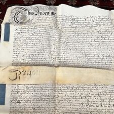 Rare 1748 Large Vellum Handwritten Indenture Manuscript Legal Document Old - B3 picture