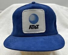 Vintage AT&T Blue Corduroy Strapback Cap Hat VGUC picture