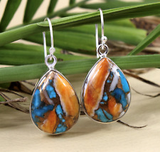Oyster Copper Turquoise Gemstone 925 Sterling Silver Designer Earring SR2148 picture