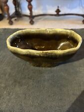 Vtg Mid Century Green Drip Hull Pottery Scalloped Edged Candy Dish F8 picture