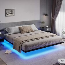 Floating Bed Frame King Size with LED Lights, Modern Metal Platform Bed Frame picture