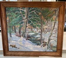 Henry F Bultitude Winter Landscape Painting, 'Sun & Snow', Framed Oil on Board picture
