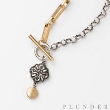 Plunder Design Fashion Jewelry Dallas Gold Silver Medallion Link Toggle Necklace picture