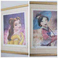 2013 Disney Store UK Princess Prints (Belle & Mulan), Professionally Framed picture