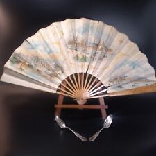 1892 1893 World's Fair Columbian Expo Scenic Hand Fan Sexton & Sons & Two Spoons picture