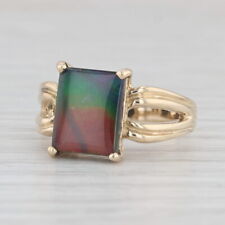 Rainbow Ammolite Triplet Solitaire Ring 14k Yellow Gold Size 6.5 picture
