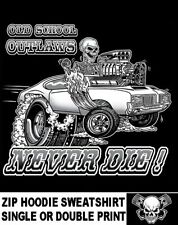 1969-72 OLD SCHOOL OUTLAW MUSCLE HOT ROD RACE CAR SKULL ZIP HOODIE SWEATSHIRT picture