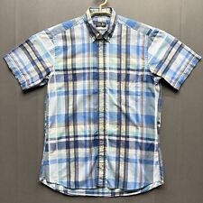 Vintage Gitman Bros Shirt Mens Medium Blue Plaid Short Sleeve Button Up Made USA picture