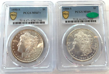 RARE___PCGS__MS_67 +(PLUS)- &  MS-66 CAC, 1880-S  Morgan Silver Dollars picture