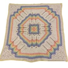 Handmade Crochet Throw Baby Blanket Afagan Rainbow Pastel Nursery Decor Lovey picture