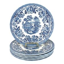 The Georgian Collection Churchill Tonquin Blue 10” Dinner Plates Floral Set Of 6 picture