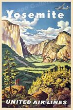 1940s Visit Yosemite - Vintage Style Air Travel Poster - 16x24 picture