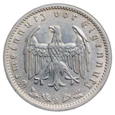 Rare Third Reich WW2 German 1 Reichsmark Nickel Coin picture