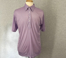 Collars & Co Dress Collar Polo Shirt Mens Large Purple Gingham English Spread picture