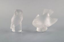 Lalique. Owl and bird in clear art glass. 1960's.  picture