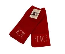 Rae Dunn Christmas Kitchen Towels Set of 2 Red Joy & Peace picture