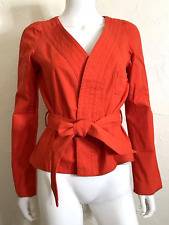 SONIA RYKIEL VINTAGE USED EFFECT COLLECTION BELTED JACKET RED SIZE 36 picture