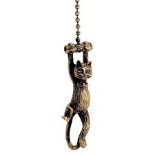HANGING CAT FAN PULL CHAIN- ANTIQUE BRASS #45 picture