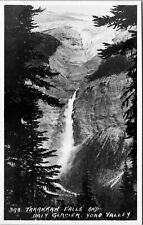RPPC Takakkaw Falls and Daly Glacier Yoho Valley Canada Postcard picture