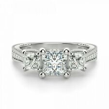 Women's Engagement Ring 1.85Ct Princess Cut Lab-Created Diamond 14K White Gold picture