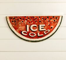 New Primitive Vintage ICE COLD WATERMELON SIGN LARGE Wood Wall Hanging 31