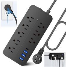 Lot Wall Mountable Usb Surge Protector Power Strip With USB Ports 8 Outlet Plugs picture