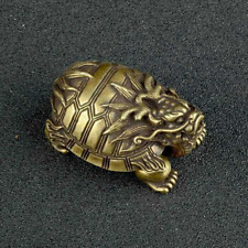 Solid Antique Bronze Chinese Style Dragon Turtle Xuanwu Brass Ornaments picture