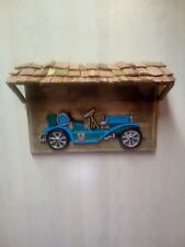 Vintage Antique Cast Metal Car On Wooden Plaque (Wall Decor) picture