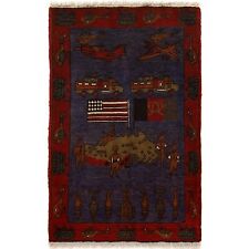 Afghan Woolen Pictorial Style War Rugs Whole Sale prices in Dark Colors Theme picture